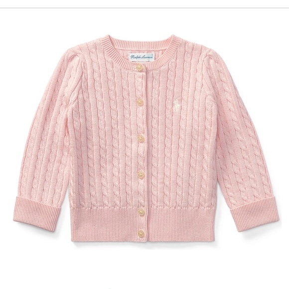 Ralph Lauren Cable Knit Pink Cardigan 12 months - Picture 1 of 7